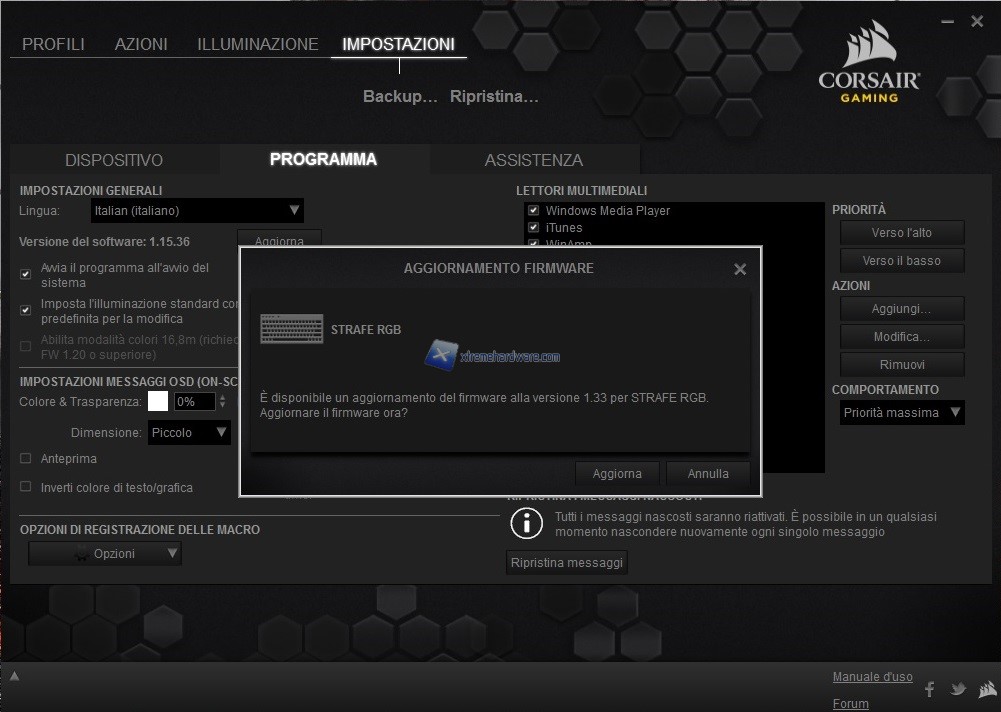 Corsair CUE Firmware STRAFE RGB